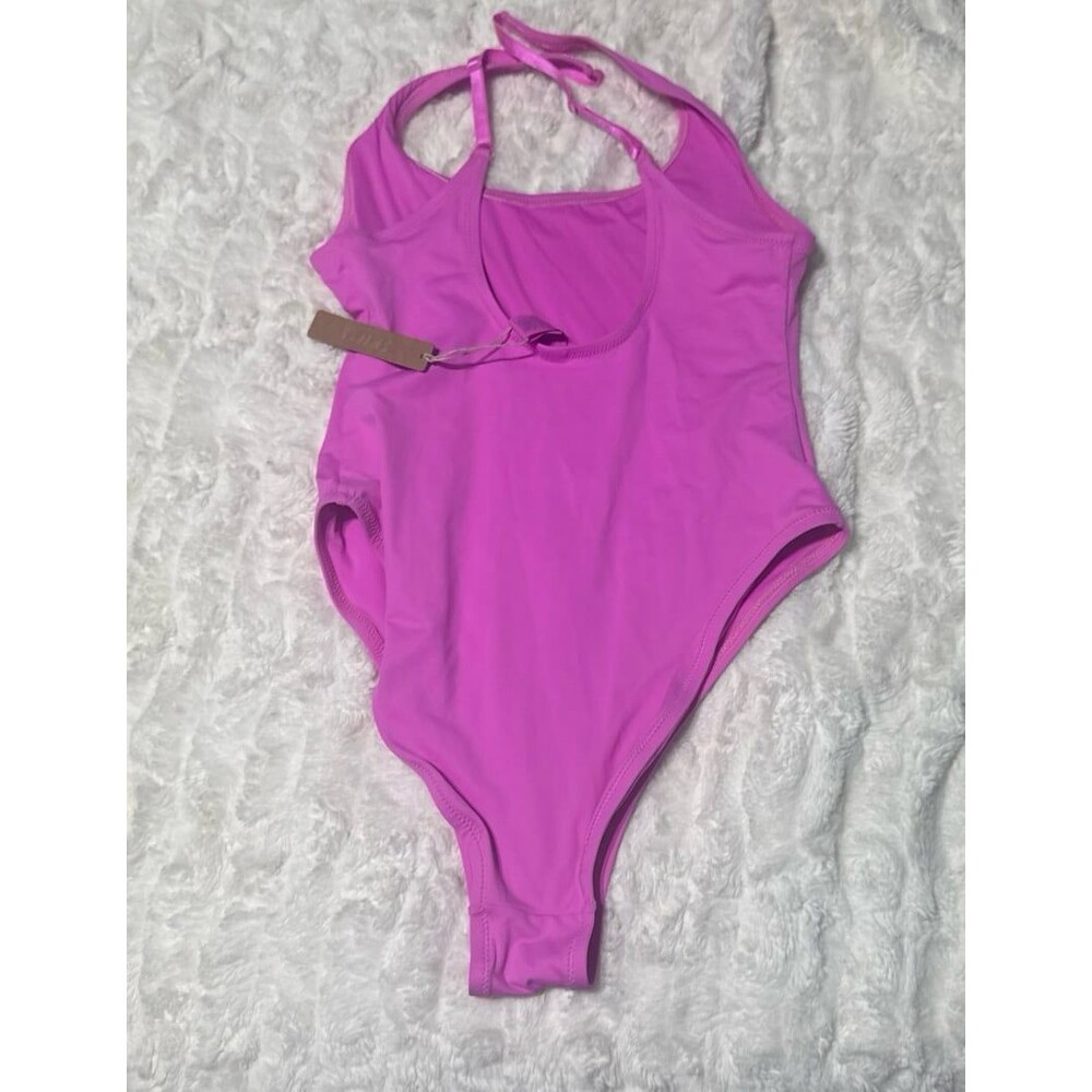 Skims Recycled Swim scoop neck one piece Neon Orchid - Picture 6 of 6